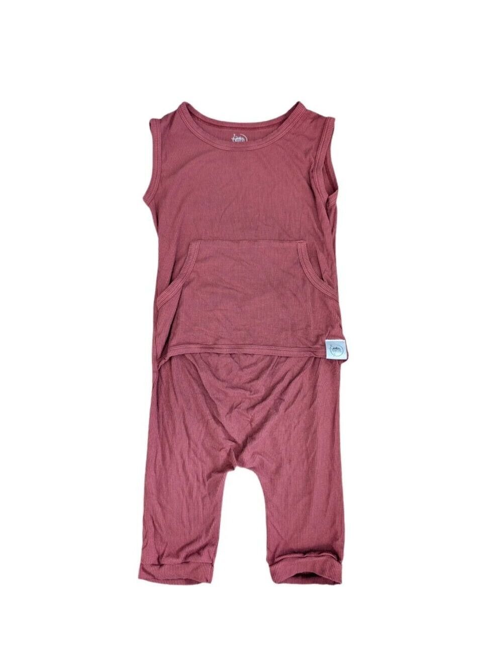 Ready Set Bamboo Tank Ribbed Mauve Romper 2T - 3T Unisex Toddler Clothing